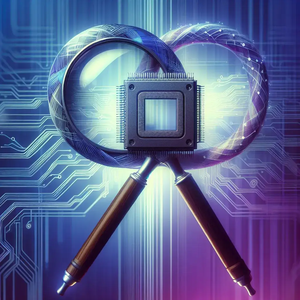 "Ilustrasi yang menunjukkan hubungan antara tinjauan antimonopoli dan privasi dalam konteks teknologi AI, menggambarkan dinamika peraturan yang mempengaruhi industri dan perlindungan data pengguna."